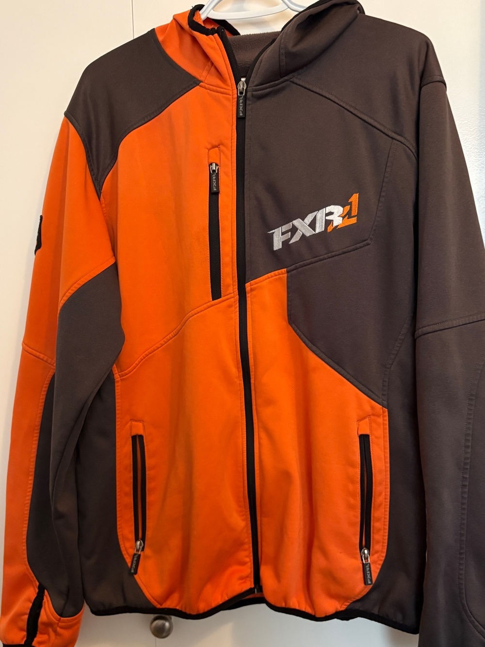 FXR Men’s Orange and Brown Ski Softshell Jacket with Hood XL